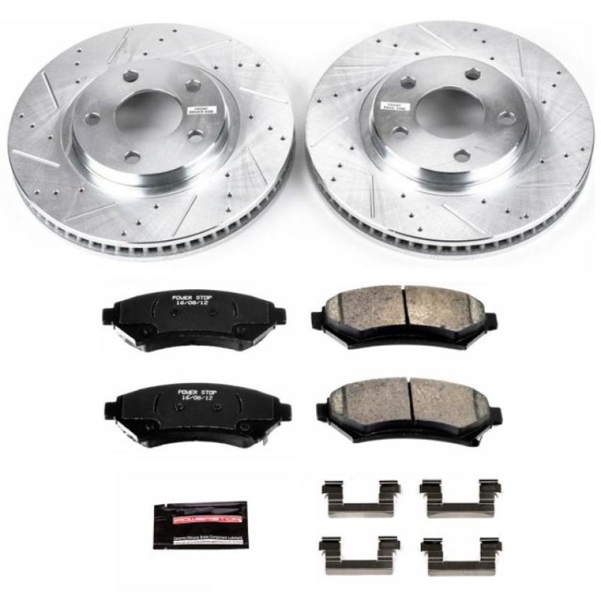 PowerStop K1542 Z23 Daily Driver Carbon-Fiber Ceramic Brake Pad and Drilled & Slotted Rotor Kit