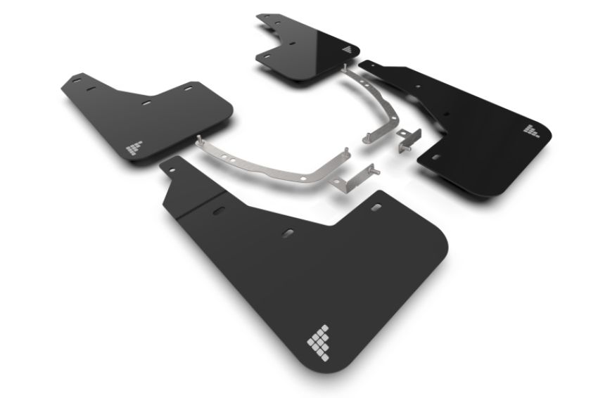 Rally Armor MF87-BAT-BLK-SIL Black Mud Flap/White Logo