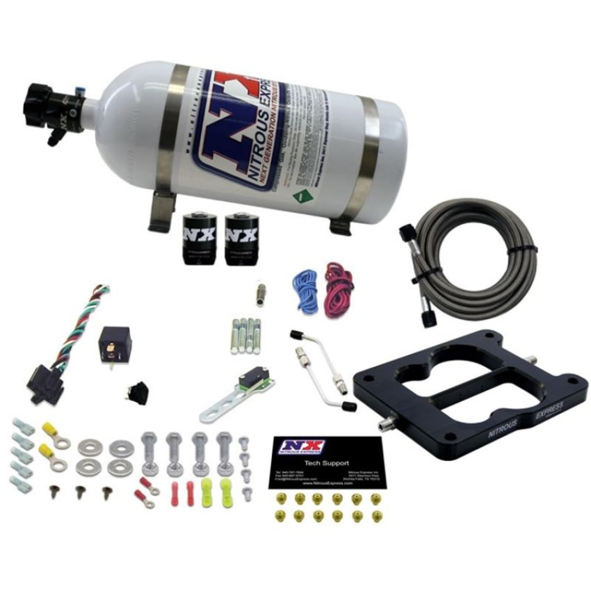 Nitrous Express 30080-10 Q-JET/HOLLEY SPREAD BORE (50-100-150-200-250-300HP) WITH 10LB BOTTLE