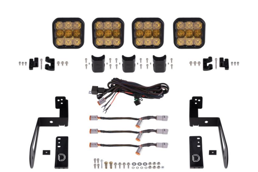 Diode Dynamics DD7230 Jeep JK SS5 4-Pod CrossLink Grille Lightbar Kit Sport - Yellow Combo