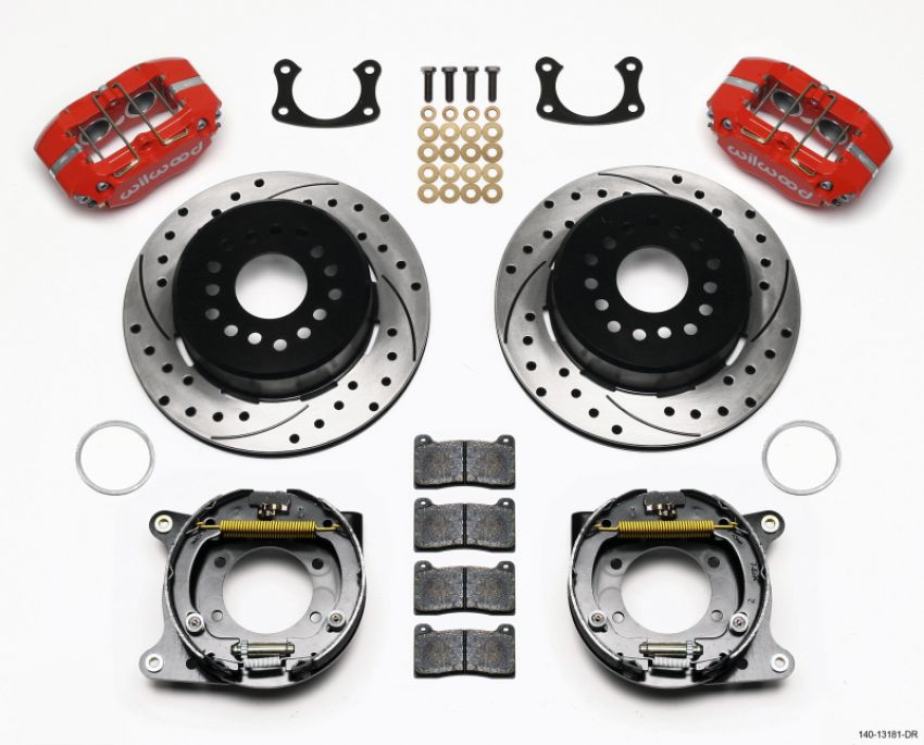 Wilwood 140-13181-DR Dynapro Lug Mount P/S P-B Kit Drilled-Red New Big Ford 2.50in Offset