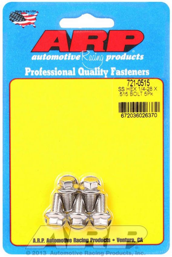 ARP ARP721-0515 S/S Bolt Kit - 6pt. (5) 1/4-28 x 0.515