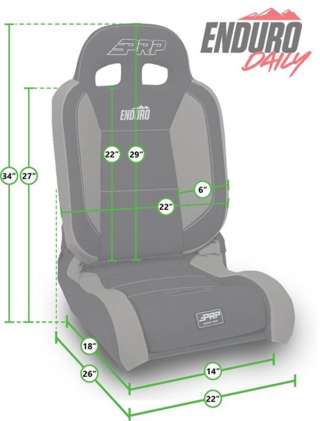 PRP Seats A8701045-241 PRP EnduroDaily Reclining Suspension Seat - Black Suede - Passenger