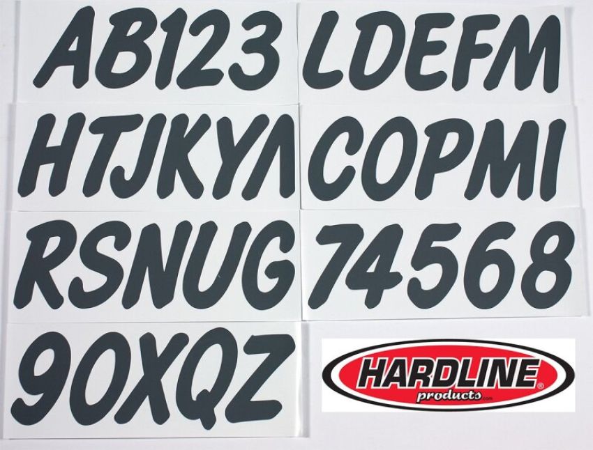Hardline GRY400EC Boat Lettering Registration Kit 3 in. - 400 Dark Grey Solid