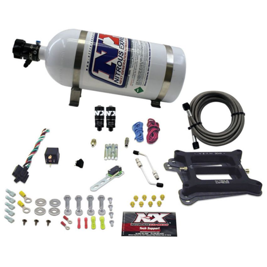 Nitrous Express 40041-10 4150 HITMAN PLUS 4-BBL (50-100-150-200HP) WITH 10LB BOTTLE