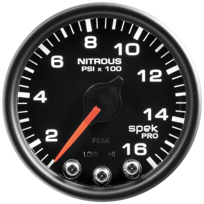 AutoMeter P32032 Spek-Pro Gauge Nitrous Press 2 1/16in 1600psi Stepper Motor W/Peak & Warn Blk/Blk