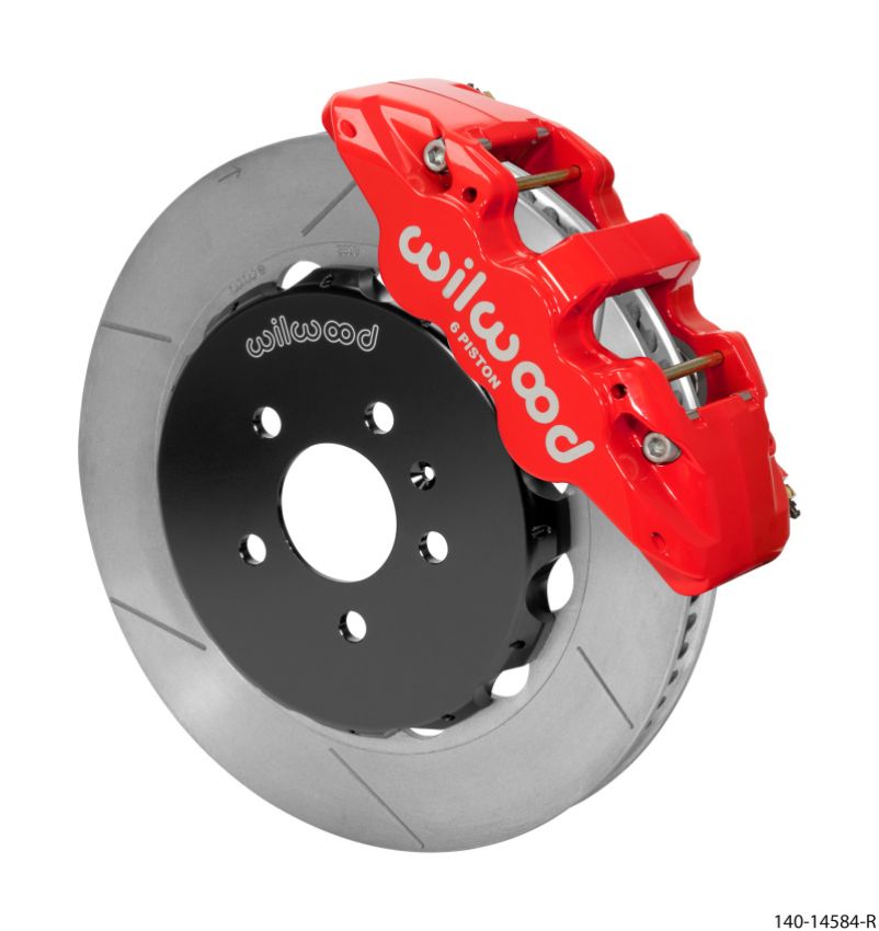 Wilwood 140-14584-R AERO6 Front Kit 14.00in BBK - 08-12 Audi A4/A5/S5 - Red Drilled & Slotted Rotor