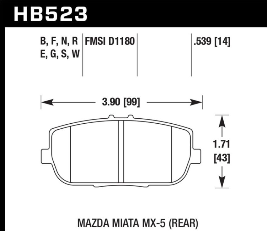 Hawk Performance HB523N.539 HP Plus Disc Brake Pad