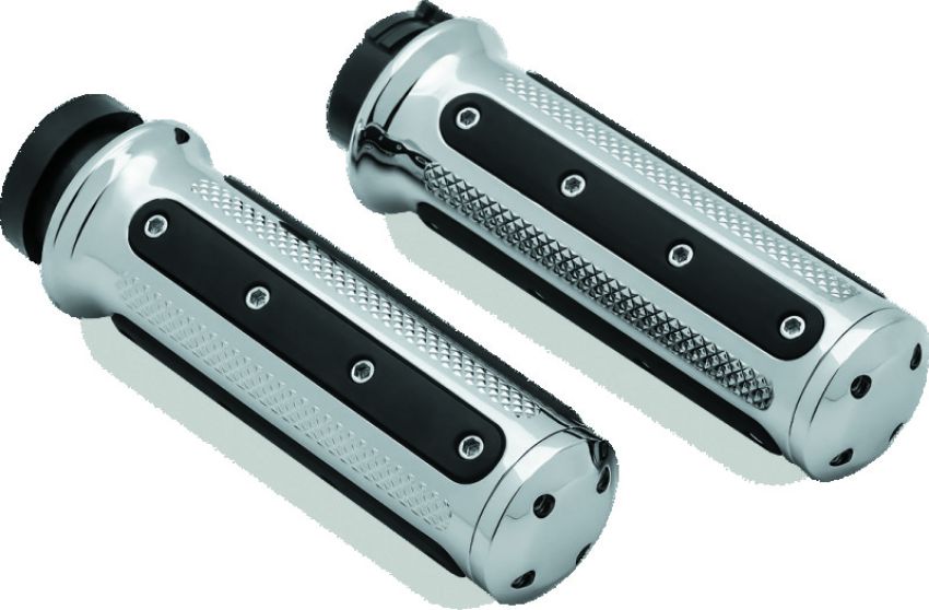 Kuryakyn 6120 Heavy Industry Grips Dual Cable Chrome