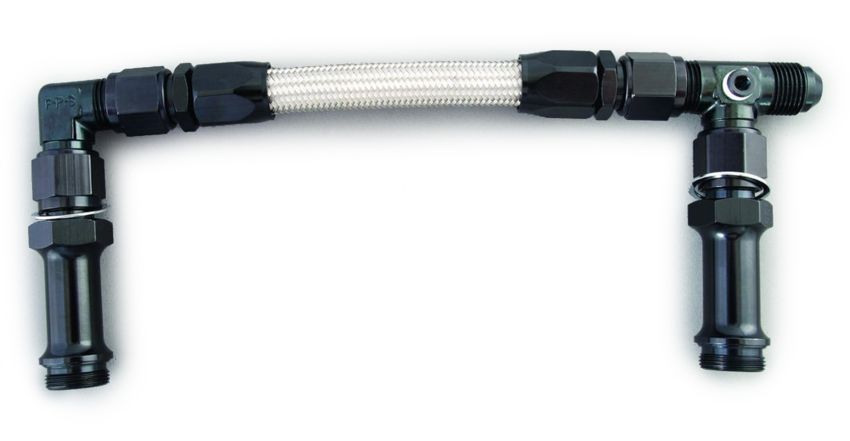 FRAGOLA FRG920003-BL #8 Fuel Line Kit 7/8-20 Dual Inlet 4150 Black