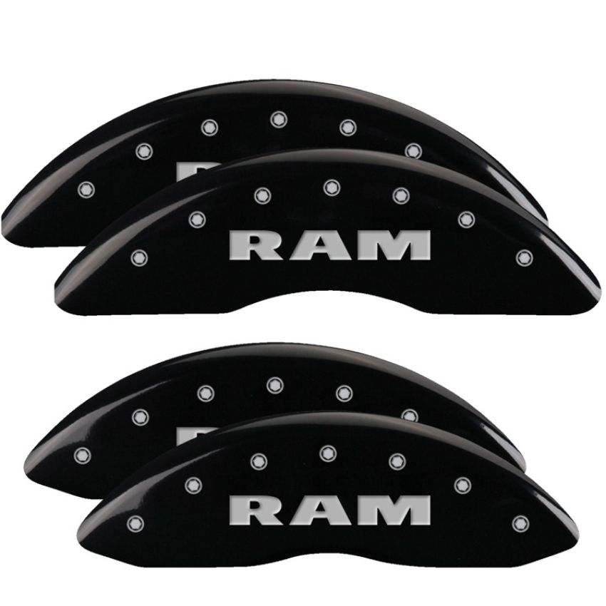 MGP 55002SRAMBK 4 Caliper Covers Engraved Front & Rear RAM Black finish silver ch