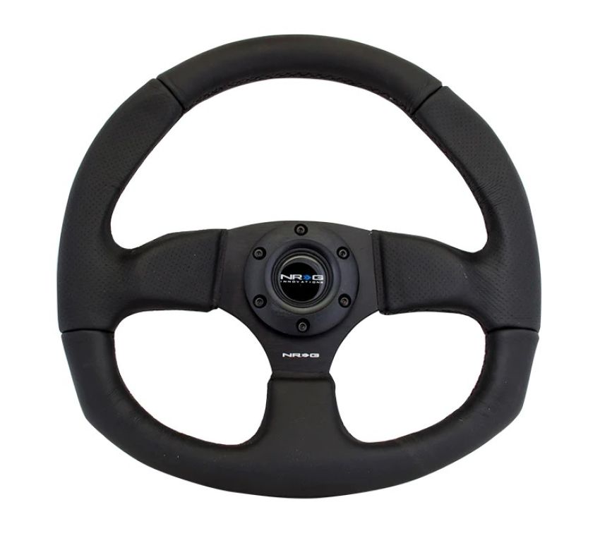 NRG RST-009R Reinforced Steering Wheel (320mm Horizontal / 330mm Vertical) Leather w/Black Stitching