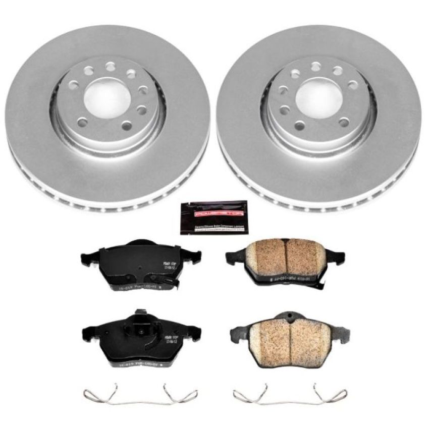 PowerStop CRK5218 Genuine Geomet Coated Rotor and Carbon-Fiber Ceramic Brake Pad Kit