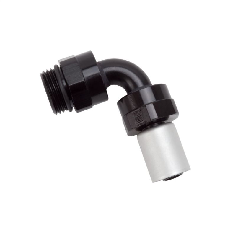 Russell 610840 Performance -8 SAE Port Male to -8 AN Hose 90 Degree Crimp On Hose End - Black Anodized