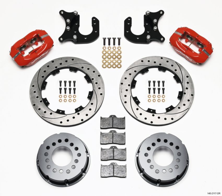 Wilwood 140-2117-DR Forged Dynalite P/S Rear Kit Drilled Red Mopar-Dana 2.36in Offset
