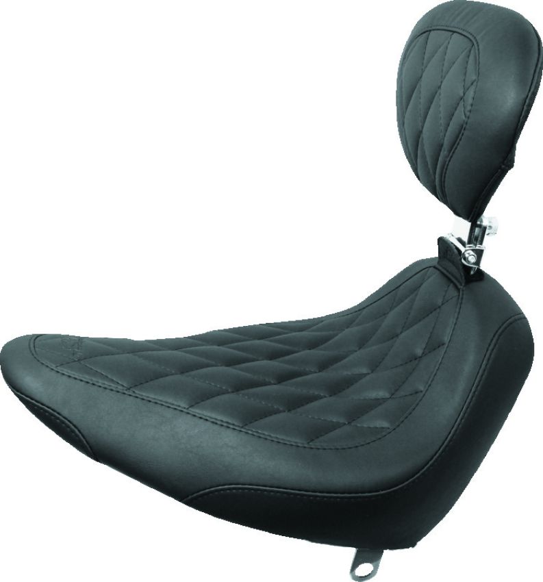 Mustang Motorcycle 79751 Mustang 84-06 Harley Standard Rear Tire Wide Tripper Solo Seat w/DBR Diamond Stitch - Black
