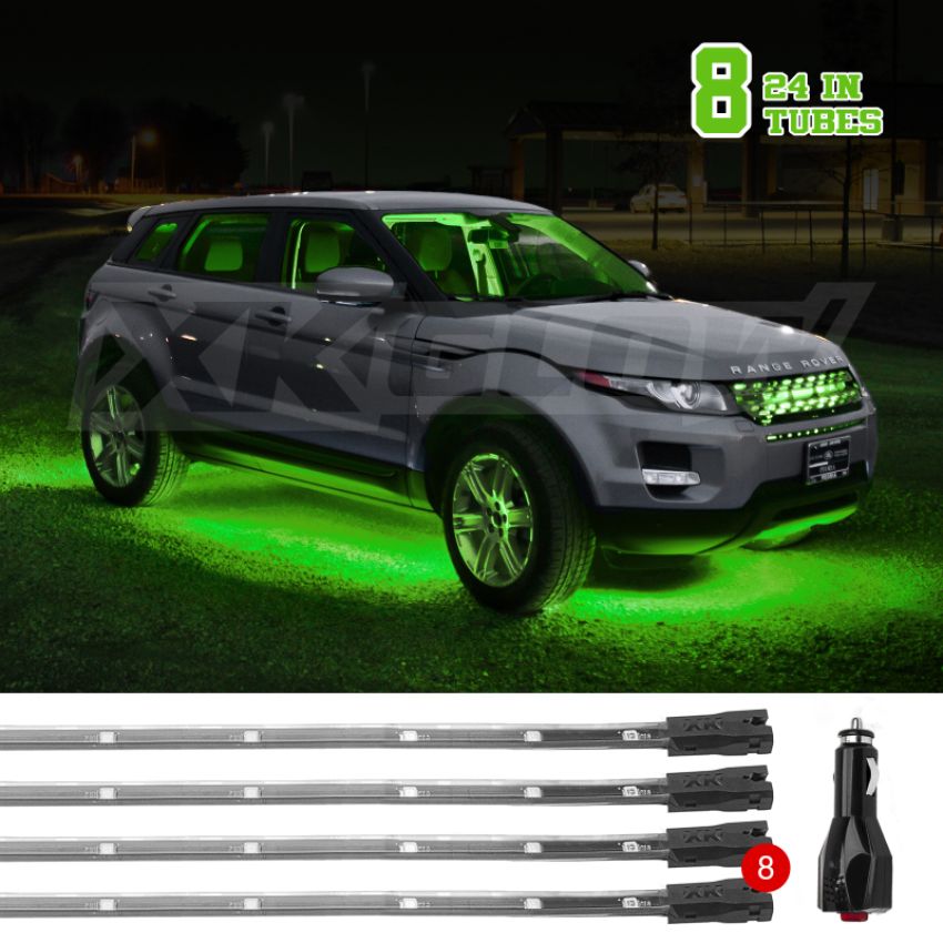 XKGLOW XK041002-G XK Glow Tube Single Color Underglow LED Accent Light Car/Truck Kit Green - 8x24In