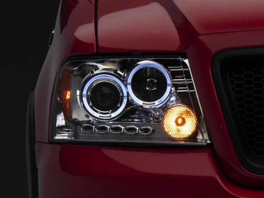 Raxiom T542850 04-08 Ford F-150 Dual LED Halo Projector Headlights- Chrome Housing (Clear Lens)
