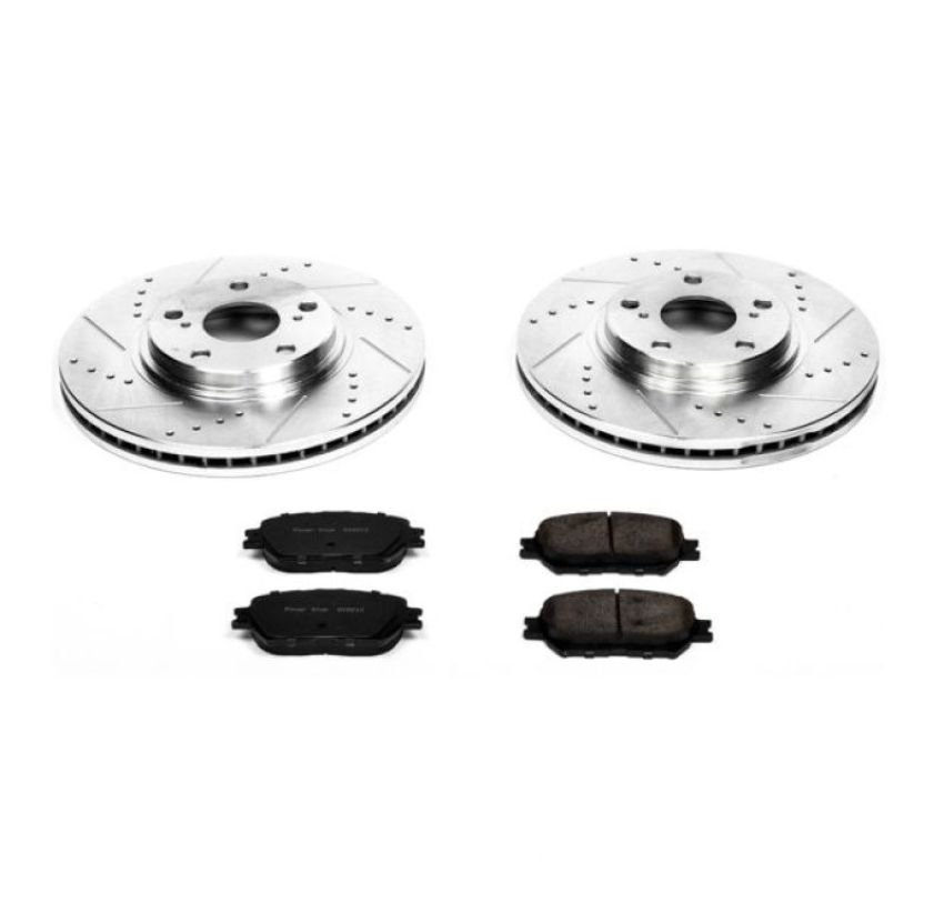 PowerStop K1143 Z23 Daily Driver Carbon-Fiber Ceramic Brake Pad and Drilled & Slotted Rotor Kit