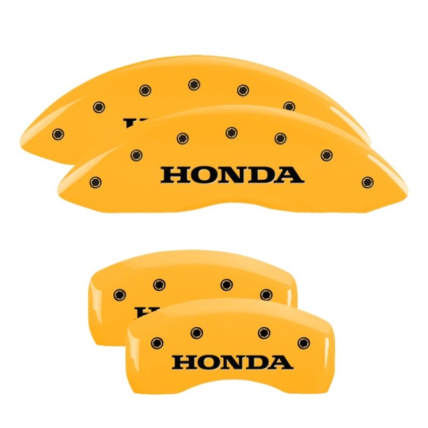 MGP 20201SHONYL 4 Caliper Covers Engraved Front & Rear Honda Yellow finish black ch