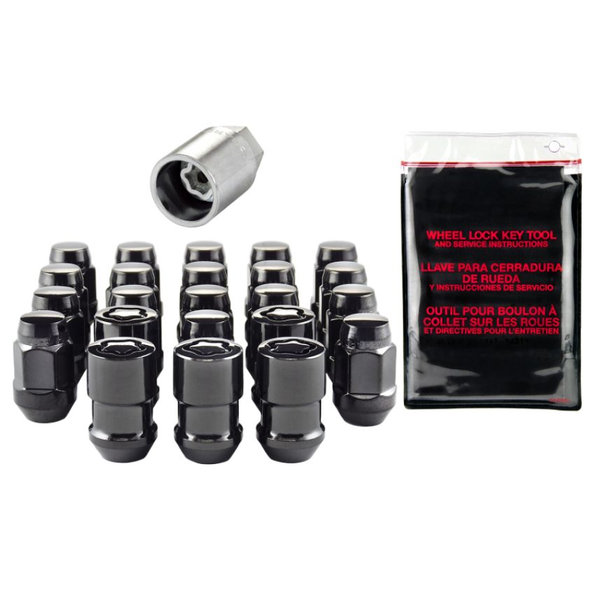 McGard (84563BK 1/2-20 MCG 23-PC JEEP WRANGLER INSTALL KIT, BULGE, BLACK (3/4 HEX)-OAL 1.45