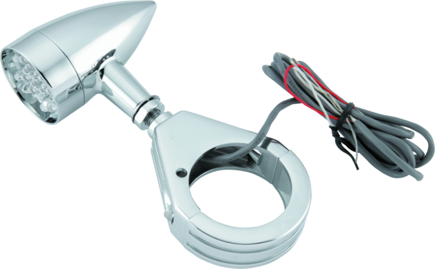 Bikers Choice 482422 Chrome Mini LED Turn Signals W/ 41 MM Clamp Universal Custom Pr