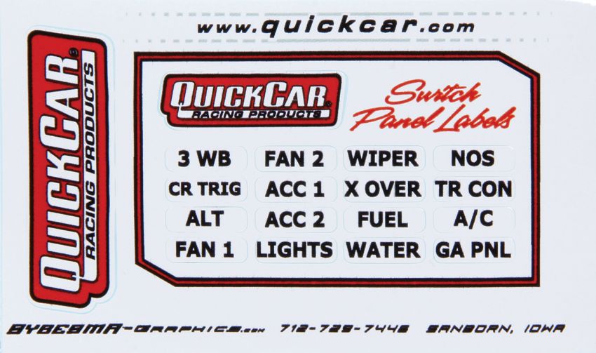 QUICKCAR RACING PRODUCTS QRP50-003 Switch Panel Stickers Large Ignition Panels