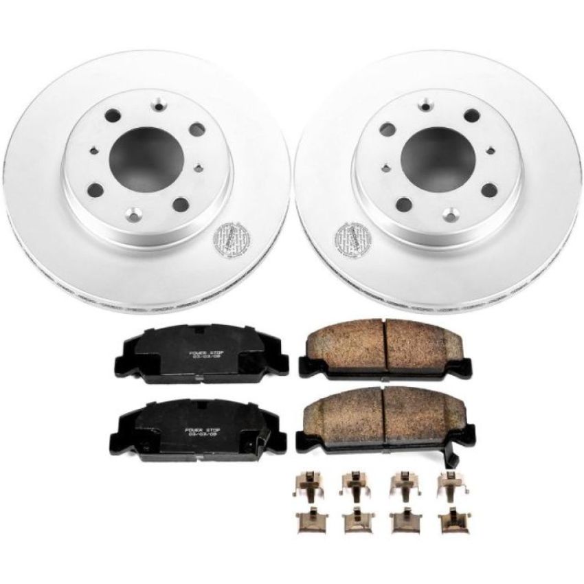 PowerStop CRK699 Genuine Geomet Coated Rotor and Low-Dust Ceramic Brake Pad Kit