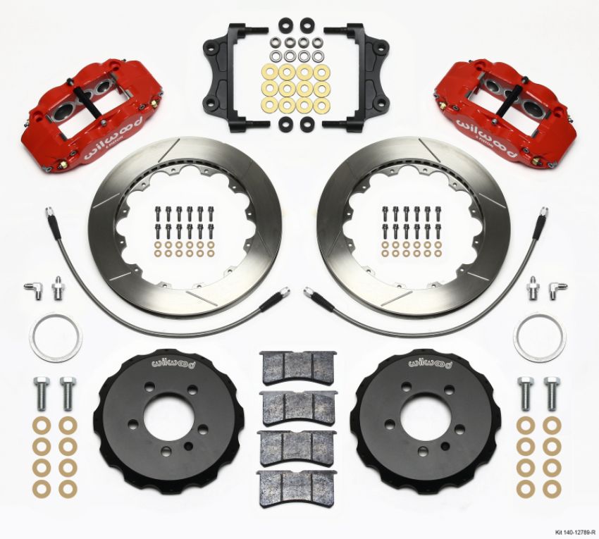 Wilwood 140-12789-R Narrow Superlite 6R Front Hat Kit 12.88in Red 06-12 Volkswagen GTI w/ Lines