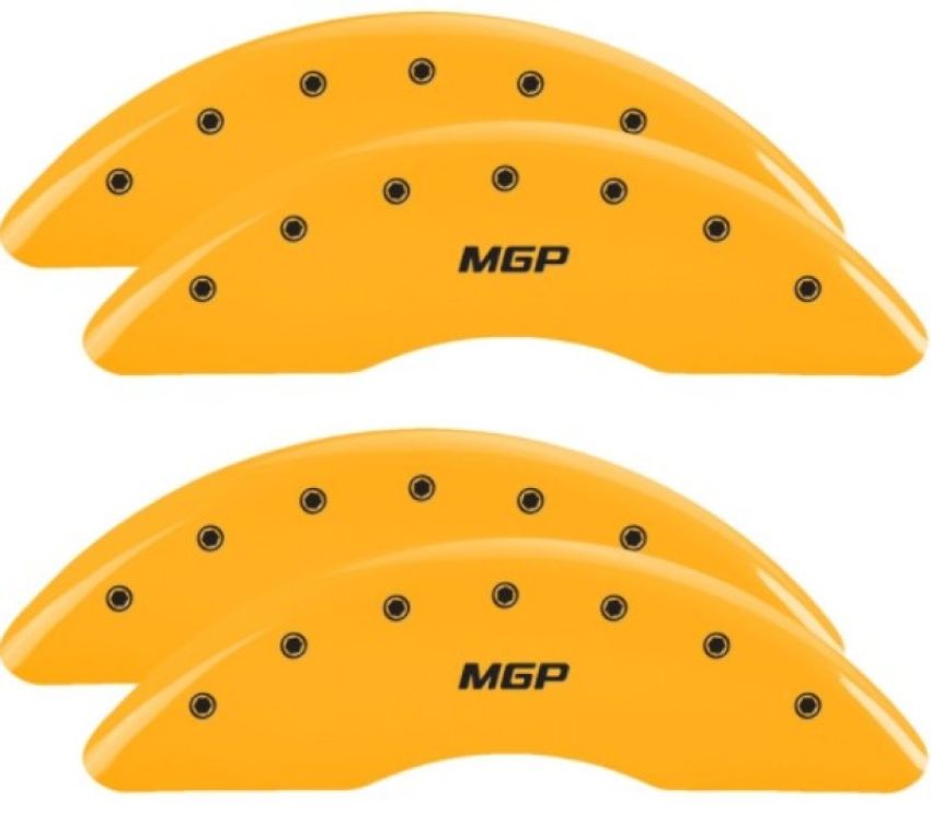 MGP 55007SMGPYL 4 Caliper Covers Engraved Front & Rear 2019+ Ram 2500/3500 Yellow Finish Black  Logo
