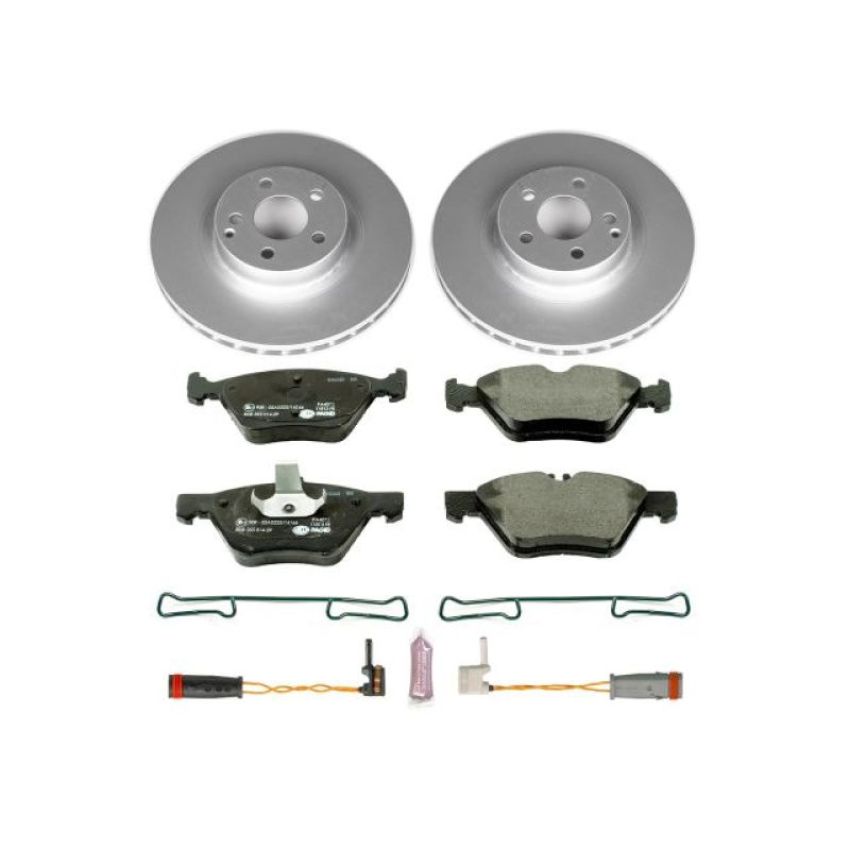 PowerStop ESK5168 Genuine Geomet Coated Rotors, ECE-R90 Brake Pads + Hardware Kit