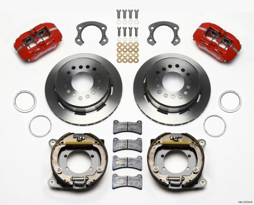 Wilwood 140-13724-R Dynapro Low-Profile 11.00in P-Brake Kit - Red Ford 8.8 Special w/2.50in Offset-5 Lug