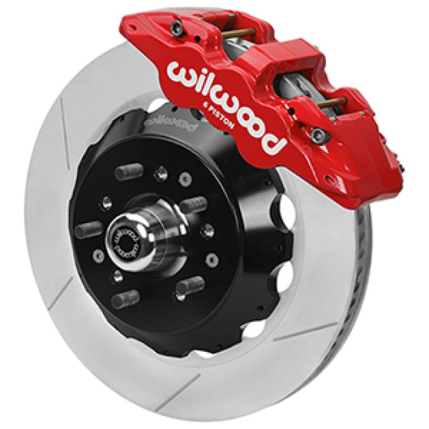 Wilwood 140-17149-R Forged 6 Piston Red Superlite Caliper, GT 72 Vane Vented Spec37 Slotted Rotor - 14.00x1.25