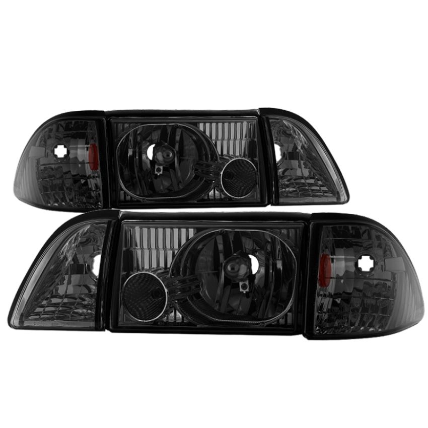 SPYDER 9035289 xTune Ford Mustang 87-93 OEM style Headlights 6pcs Amber - Smoked HD-JH-FM87-6PC-AM-SM