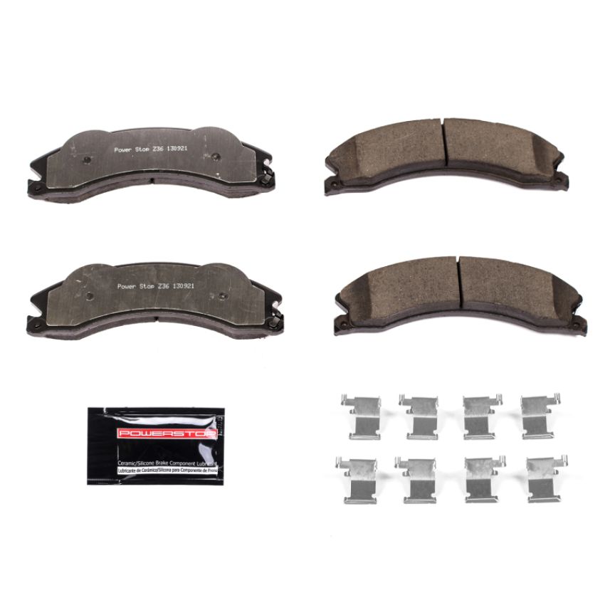 PowerStop Z36-1411 PowerStop - Z36 Truck and SUV Carbon-Fiber Ceramic Brake Pads with Hardware Kit