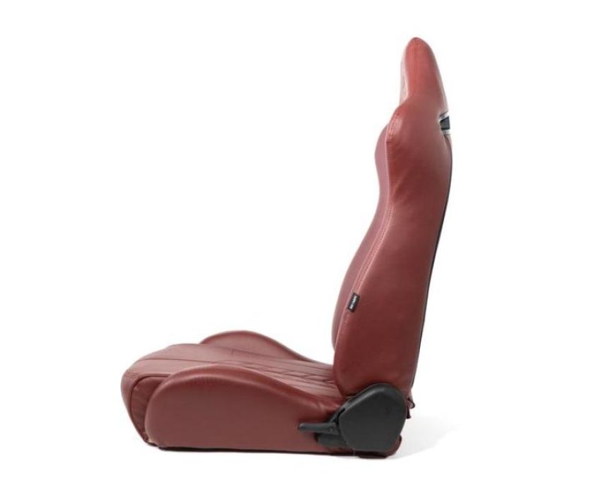 NRG RSC-810MAR L/R Reclinable Sport Seats (Pair) The Arrow Maroon Vinyl w/ Pressed  logo w/ Maroon Stitch