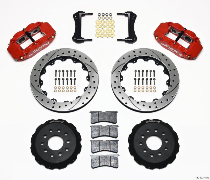 Wilwood 140-8337-DR Narrow Superlite 6R Front Hat Kit 12.88in Drill Red 88-93 Corvette C4