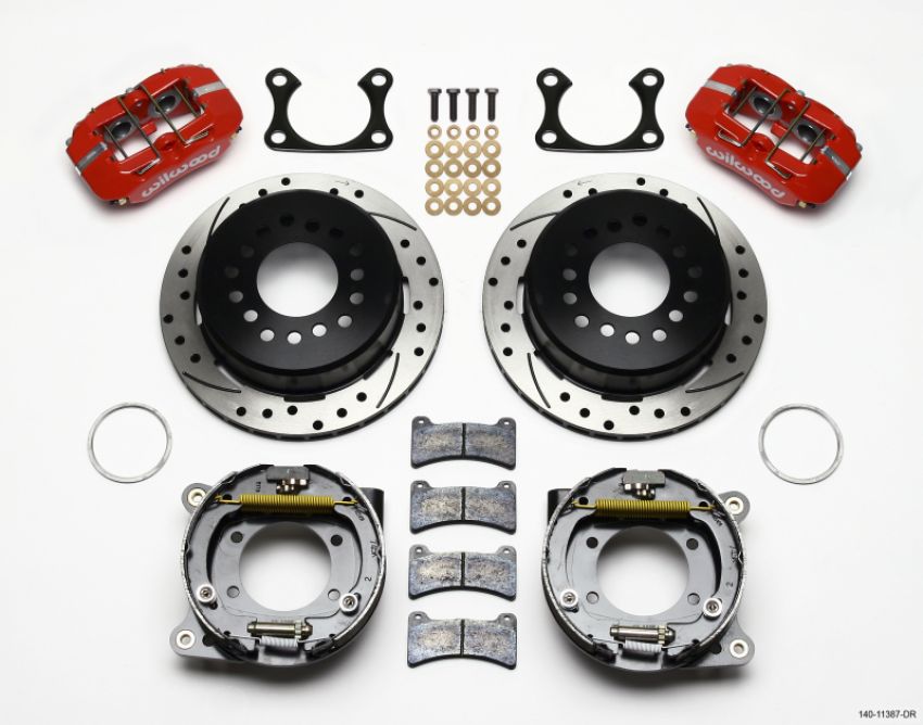 Wilwood 140-11387-DR Dynapro Low-Profile 11.00in P-Brake Kit Drill-Red Big Ford 2.36in Offset