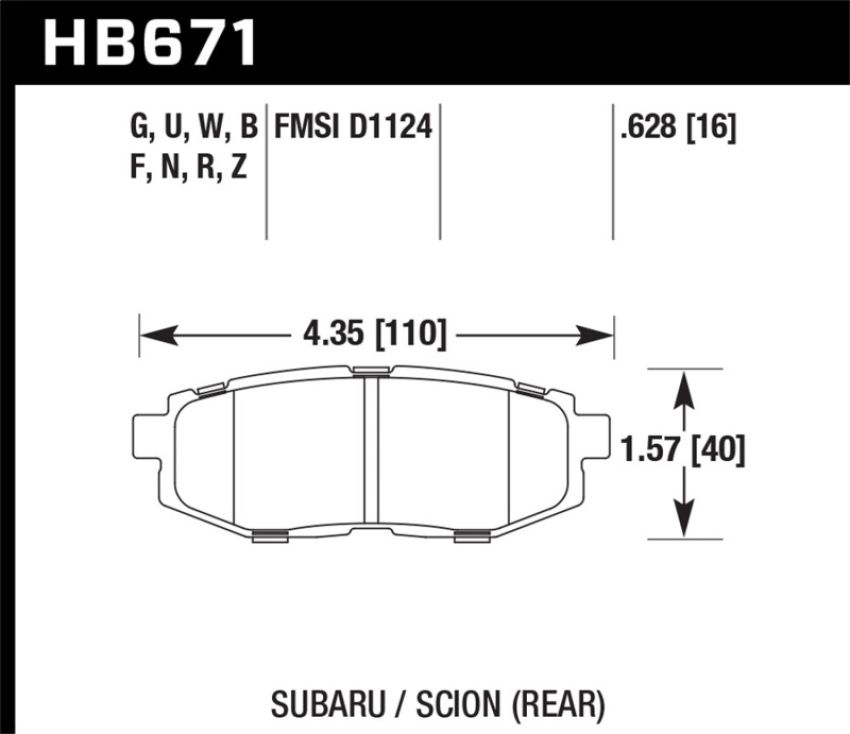 Hawk Performance HB671D.628 ER-1 Disc Brake Pad