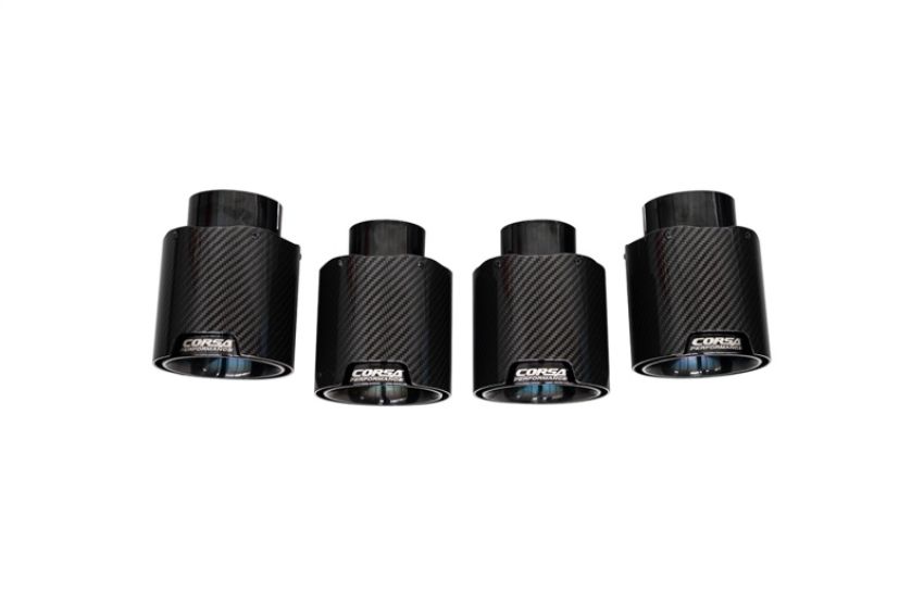 Corsa Performance 21109CFBLK CORSA Performance C8 Corvette 4.5in. Carbon Fiber Black PVD Exhaust Tip Kit (4 T