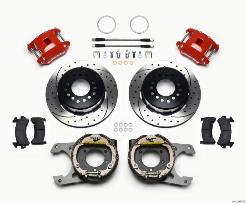 Wilwood 140-12567-DR D154 P/S P-B Kit Drilled-Red Jeep Dana 35 2.56 Off 5-lug w/ lines