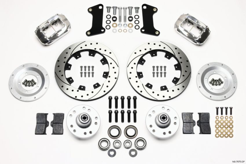 Wilwood 140-7675-DP Forged Dynalite Front Kit 12.19in Drilled Polished 67-69 Camaro 64-72 Nova Chevelle