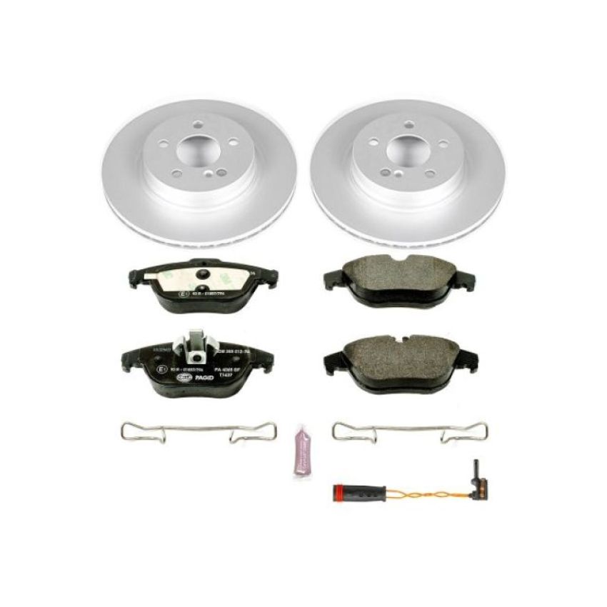 PowerStop ESK5626 Genuine Geomet Coated Rotors, ECE-R90 Brake Pads + Hardware Kit