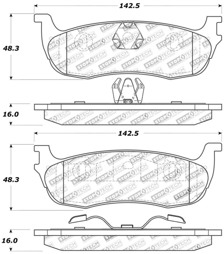 Stoptech 309.07110 Sport Brake Pads w/Shims and Hardware - Front