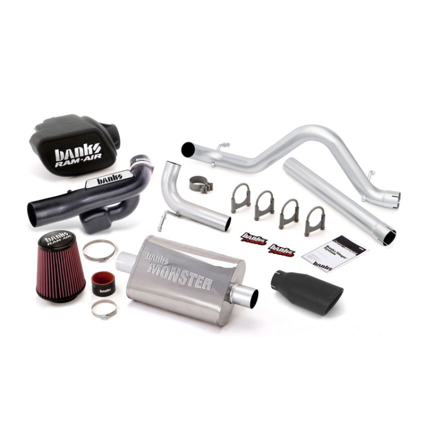 Banks Power 51345-B 12-15 Jeep 3.6L Wrangler (All) 4dr Stinger Sys (no AutoMind) - SS Single Exh w/ Blk Tip