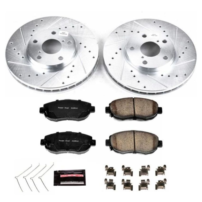 PowerStop K1077 Z23 Daily Driver Carbon-Fiber Ceramic Brake Pad and Drilled & Slotted Rotor Kit