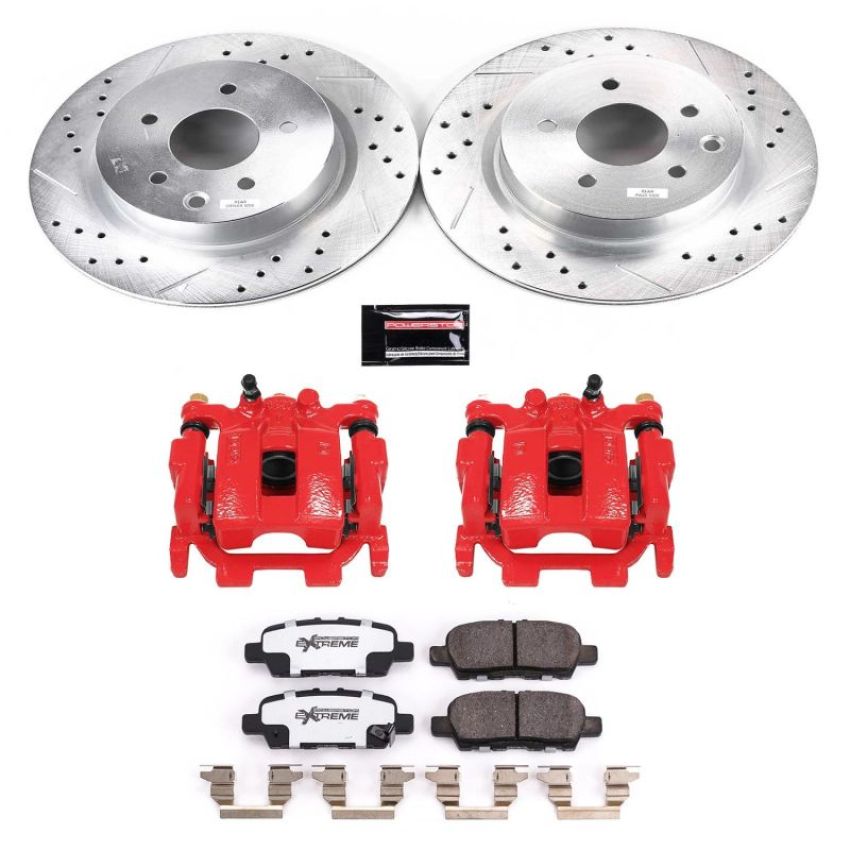 PowerStop KC8062A-26 Z26 Street Performance Ceramic Brake Pad, Drilled Slotted Rotor, and Caliper Kit