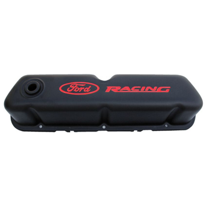 Ford Racing 302-072 Ford Racing Logo Stamped Steel Valve Covers Black Crinkle Finish