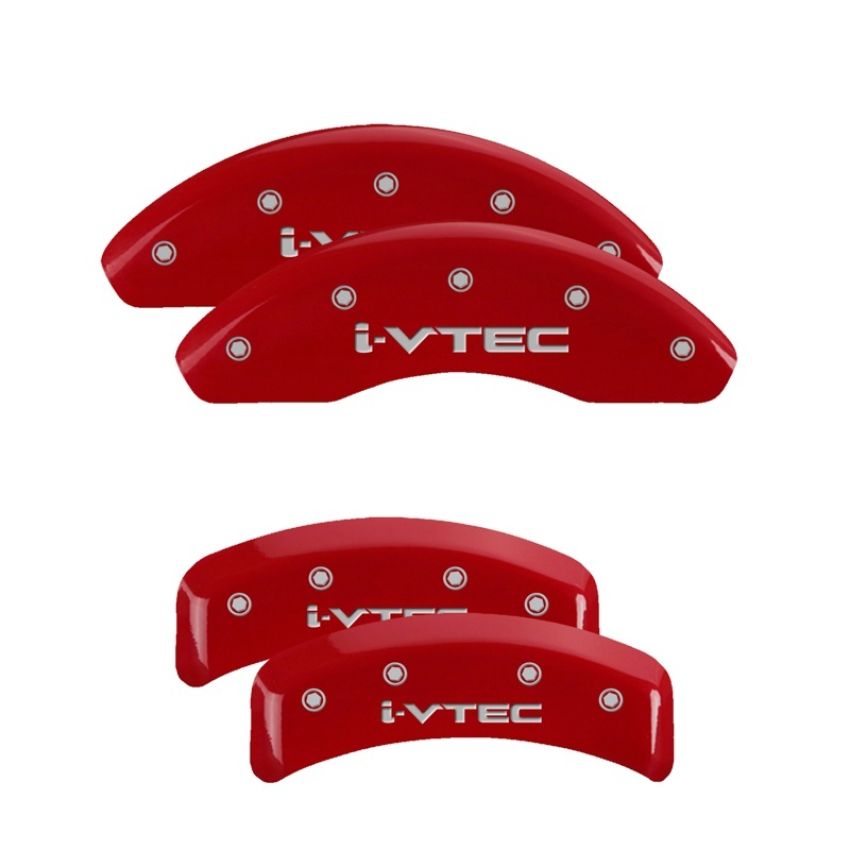 MGP 20130SIVTRD 4 Caliper Covers Engraved Front & Rear i-Vtec Red finish silver ch