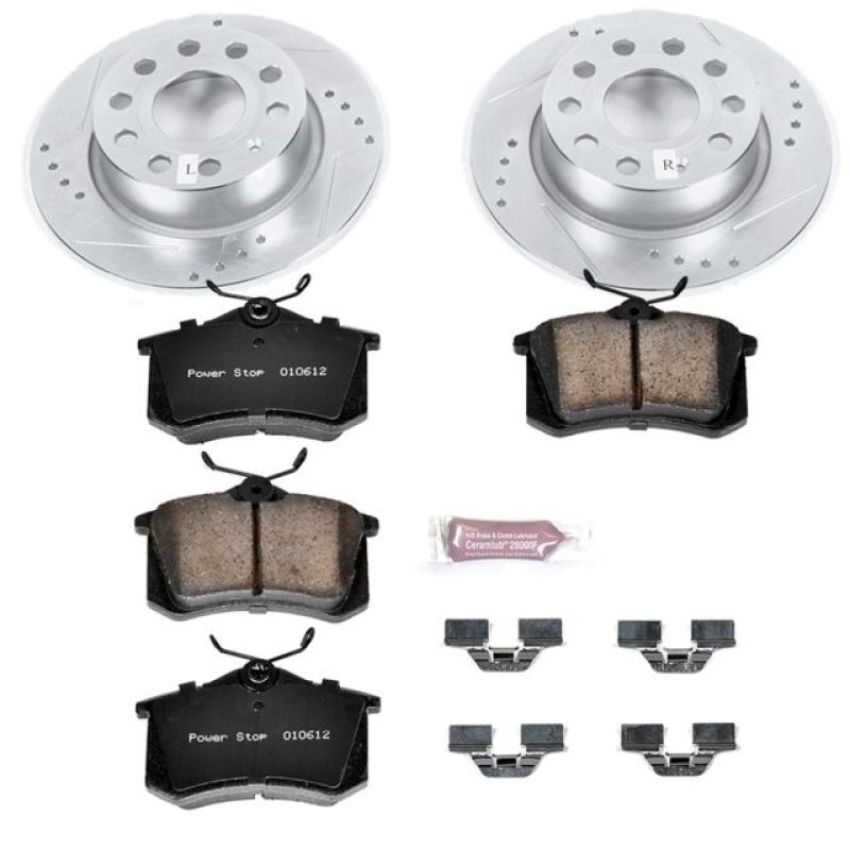 PowerStop K5671 Z23 Daily Driver Carbon-Fiber Ceramic Brake Pad and Drilled & Slotted Rotor Kit